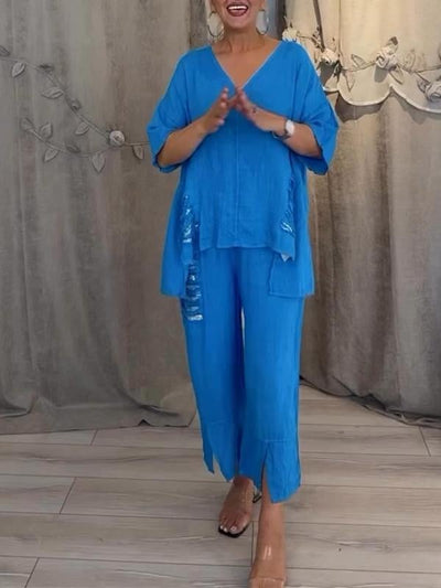 BIANCA | Completo Estivo a Due Pezzi con Eleganza Naturale e Comfort Fluttuante per Giornate Soleggiate - Amavia Milano