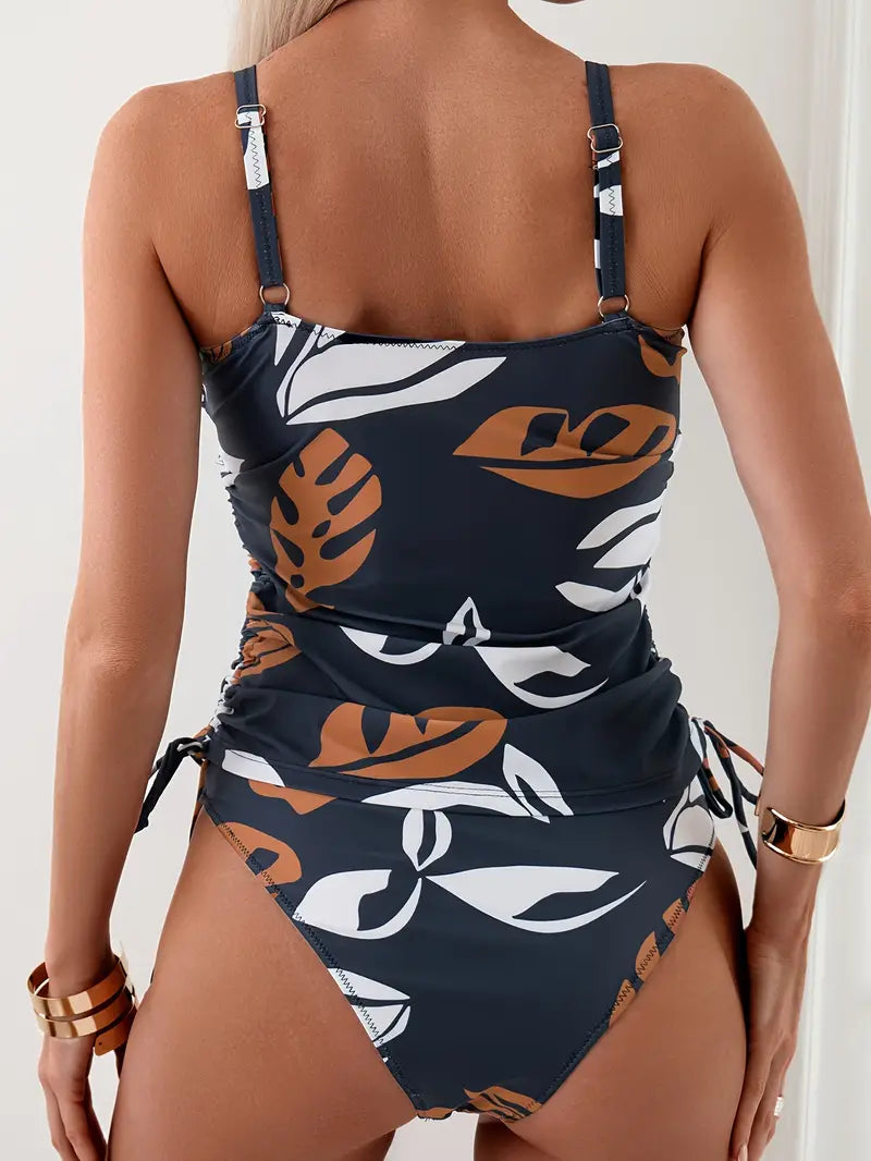 Tankini Venere - Bikini con Stampa Tropicale a Foglie - Amavia Milano