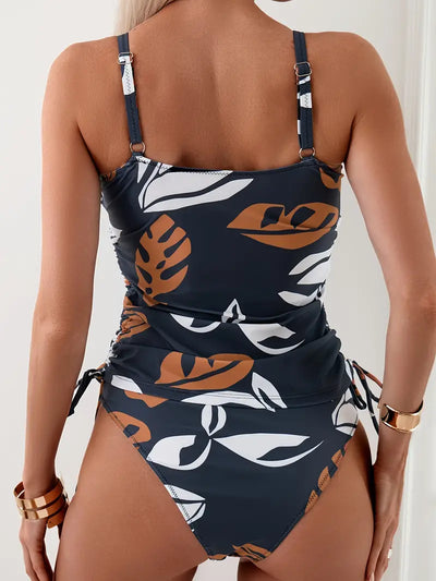 Tankini Venere - Bikini con Stampa Tropicale a Foglie - Amavia Milano