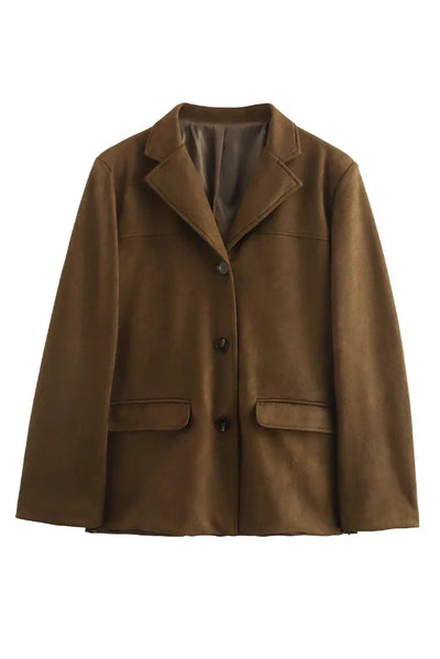 Vivara Cardigan | Suede Marrone Vintage - Amavia Milano