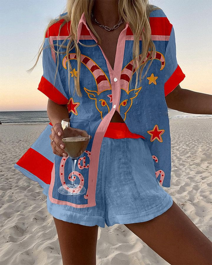 Jorelle™ | Goat Print Short Set - Amavia Milano