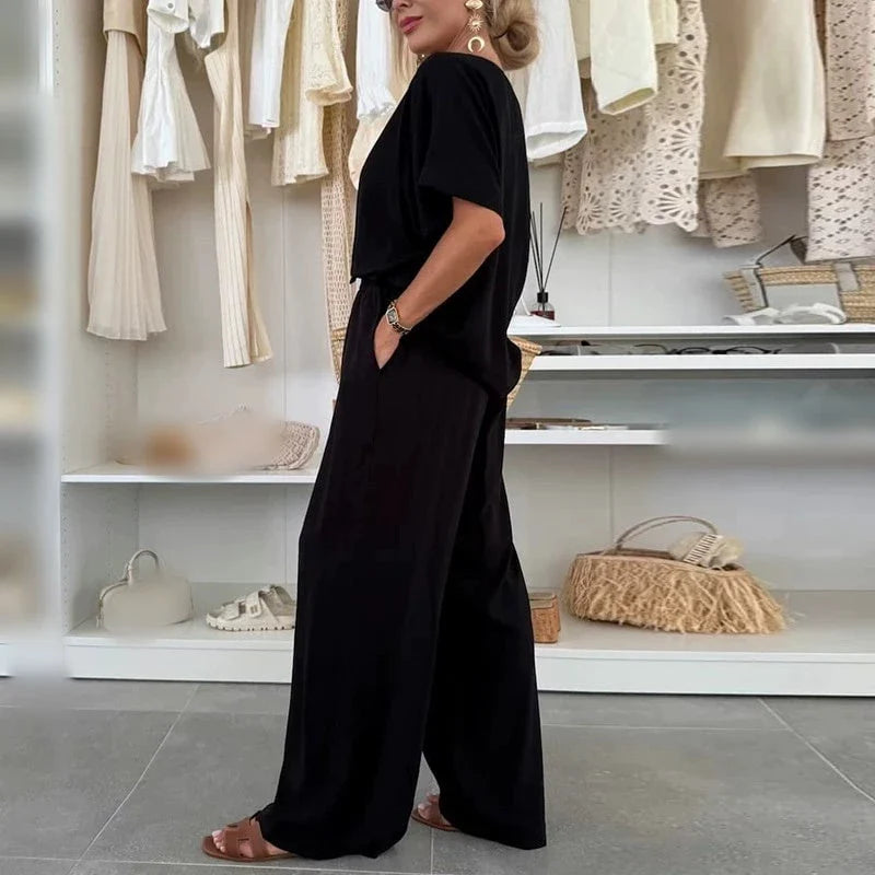 Juie | Completo 2 pezzi chic e casual con pantaloni larghi - Amavia Milano