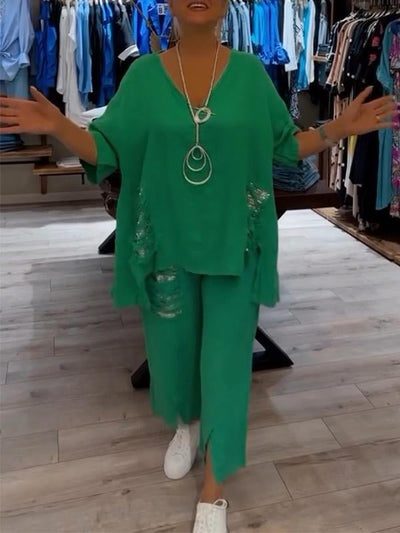 BIANCA | Completo Estivo a Due Pezzi con Eleganza Naturale e Comfort Fluttuante per Giornate Soleggiate - Amavia Milano