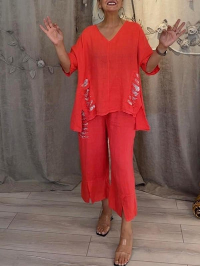 BIANCA | Completo Estivo a Due Pezzi con Eleganza Naturale e Comfort Fluttuante per Giornate Soleggiate - Amavia Milano