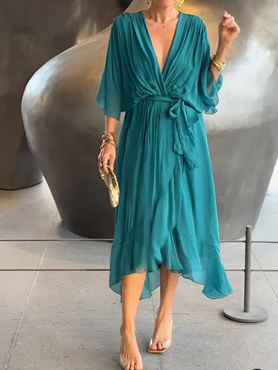 Monica - Abito in chiffon con scollatura a V - Amavia Milano