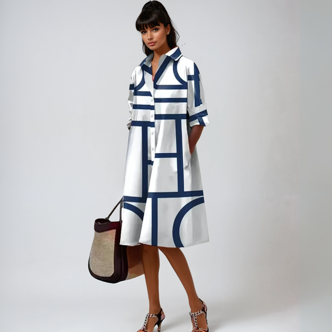 SELENE™ | ABITO MIDI CON MOTIVO GEOMETRICO - Amavia Milano