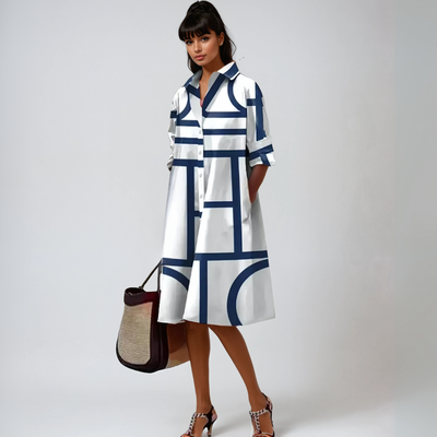 SELENE™ | ABITO MIDI CON MOTIVO GEOMETRICO - Amavia Milano