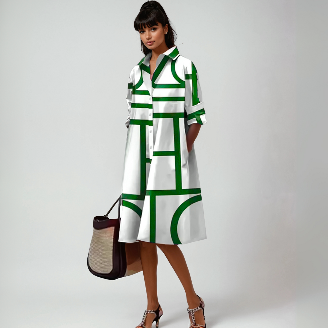 SELENE™ | ABITO MIDI CON MOTIVO GEOMETRICO - Amavia Milano