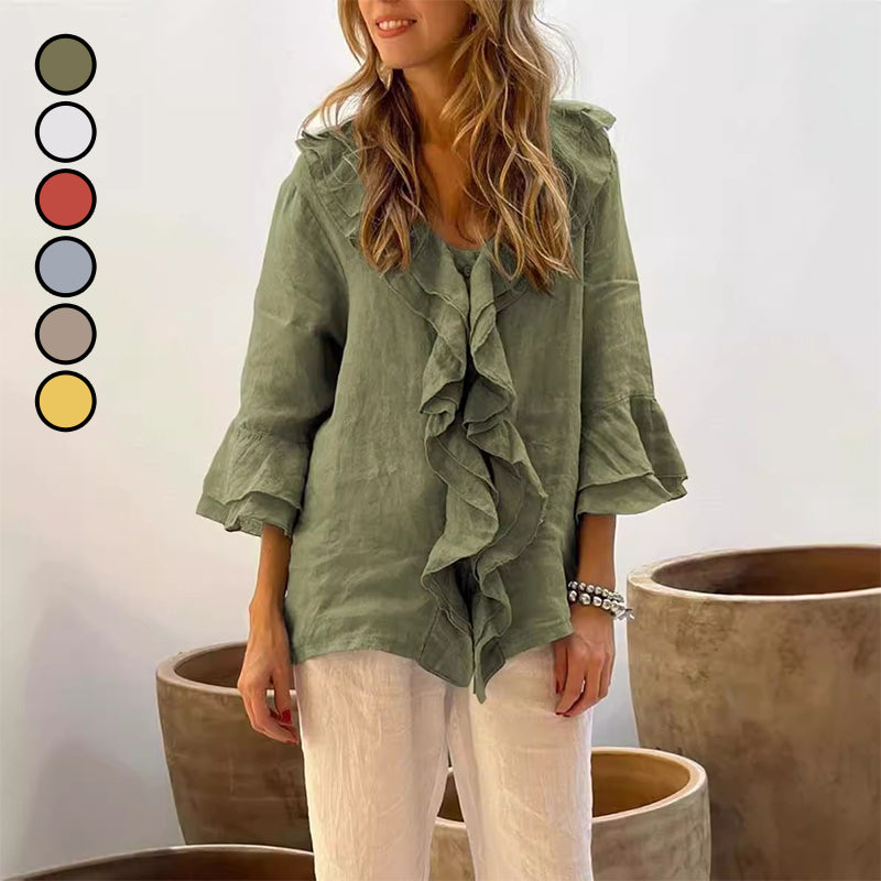 ARIANNA | Blusa Elegante con Volant Morbidi e Vestibilità Fluida per Ogni Giorno - Amavia Milano