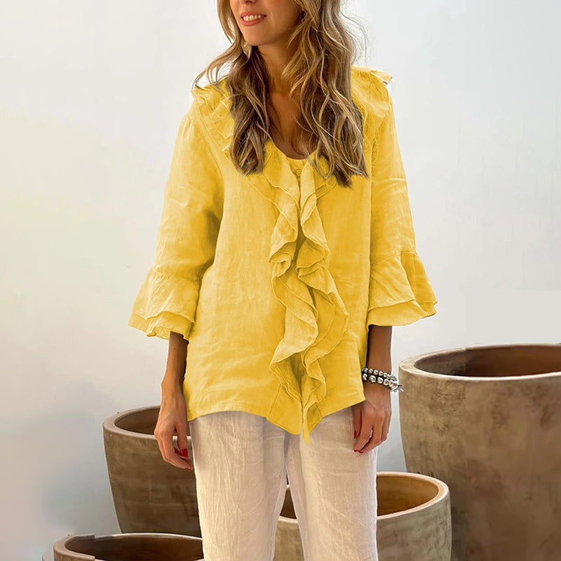 ARIANNA | Blusa Elegante con Volant Morbidi e Vestibilità Fluida per Ogni Giorno - Amavia Milano