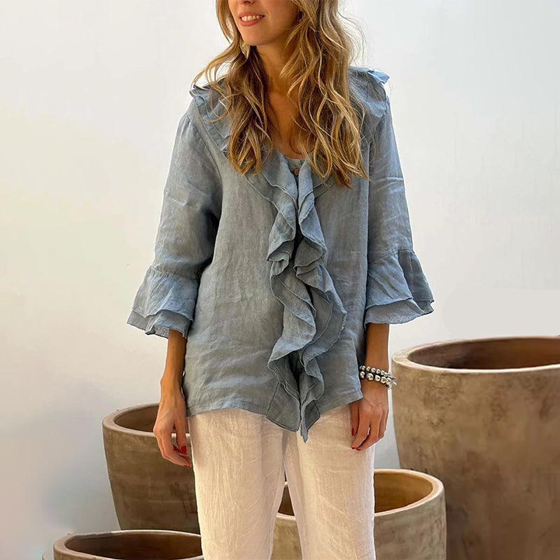 ARIANNA | Blusa Elegante con Volant Morbidi e Vestibilità Fluida per Ogni Giorno - Amavia Milano