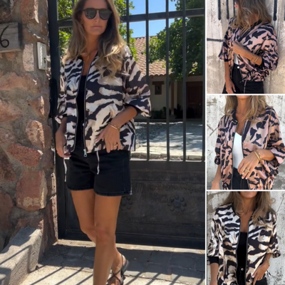 Zaira | Giacca con Zip a Motivo Zebra - Amavia Milano