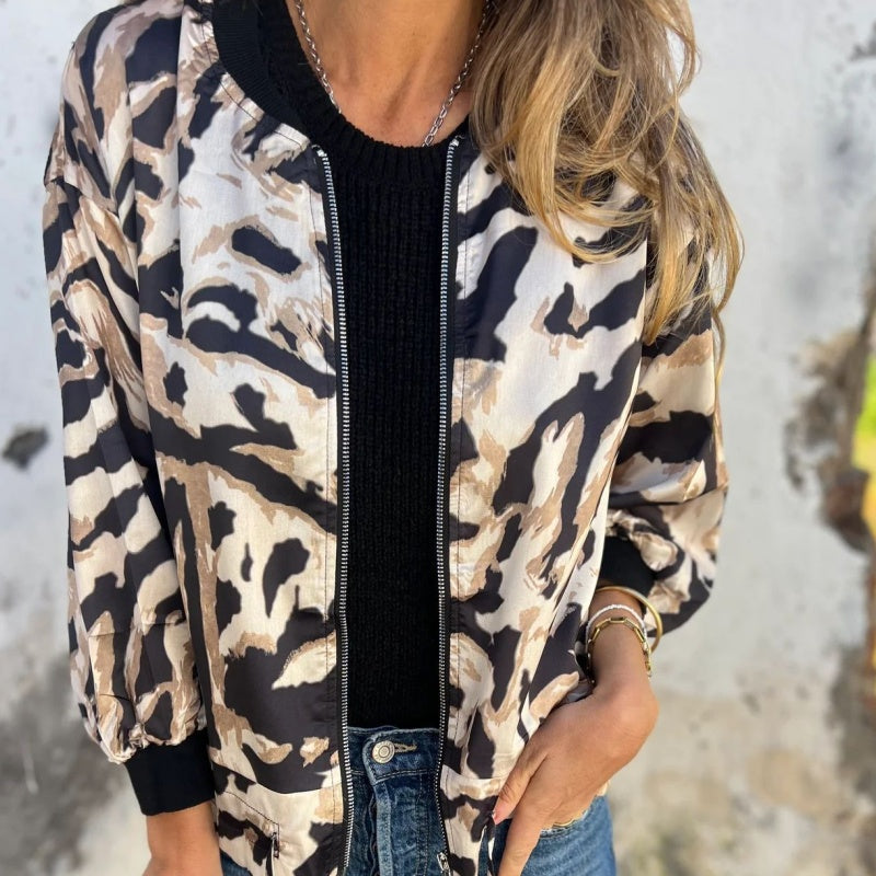 Zaira | Giacca con Zip a Motivo Zebra - Amavia Milano