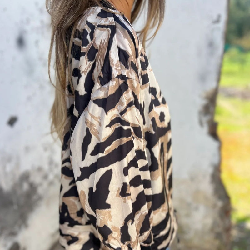 Zaira | Giacca con Zip a Motivo Zebra - Amavia Milano