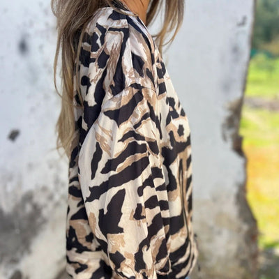 Zaira | Giacca con Zip a Motivo Zebra - Amavia Milano